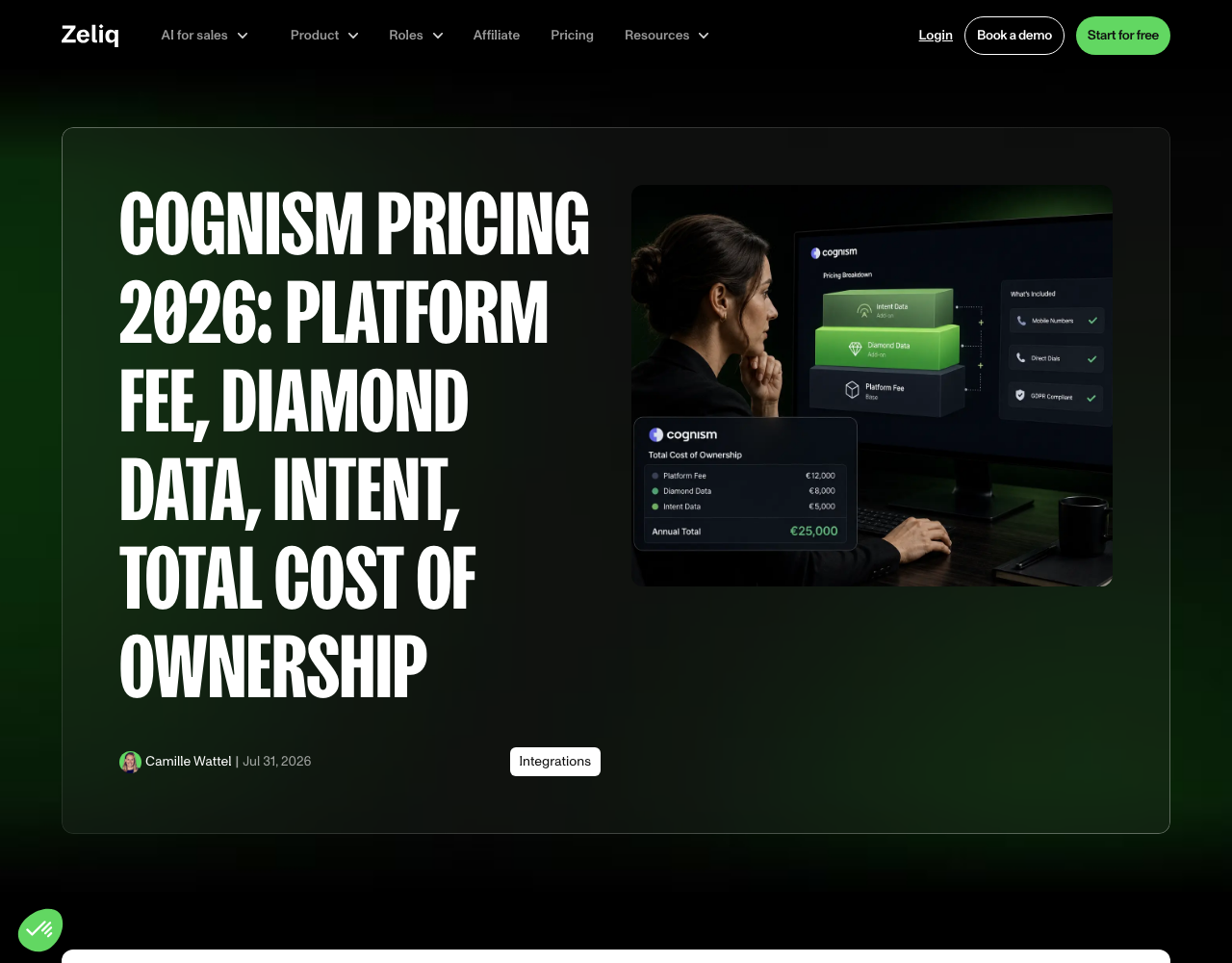 Cognism pricing page, captured for reference