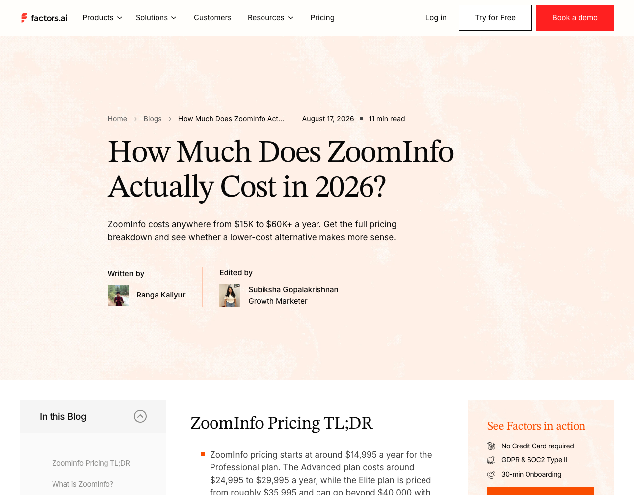 ZoomInfo pricing page, captured for reference