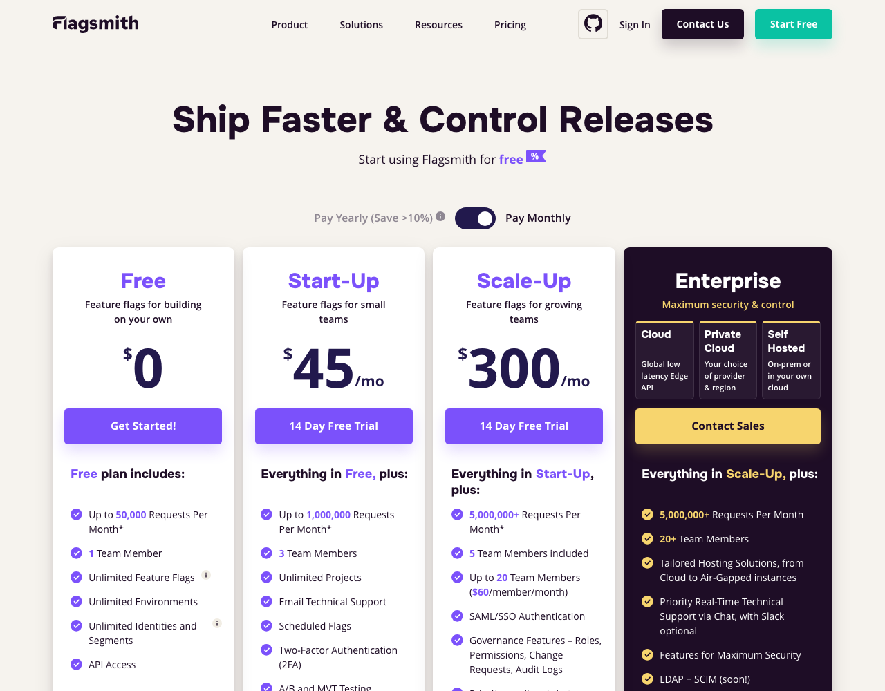 Flagsmith pricing page, captured for reference
