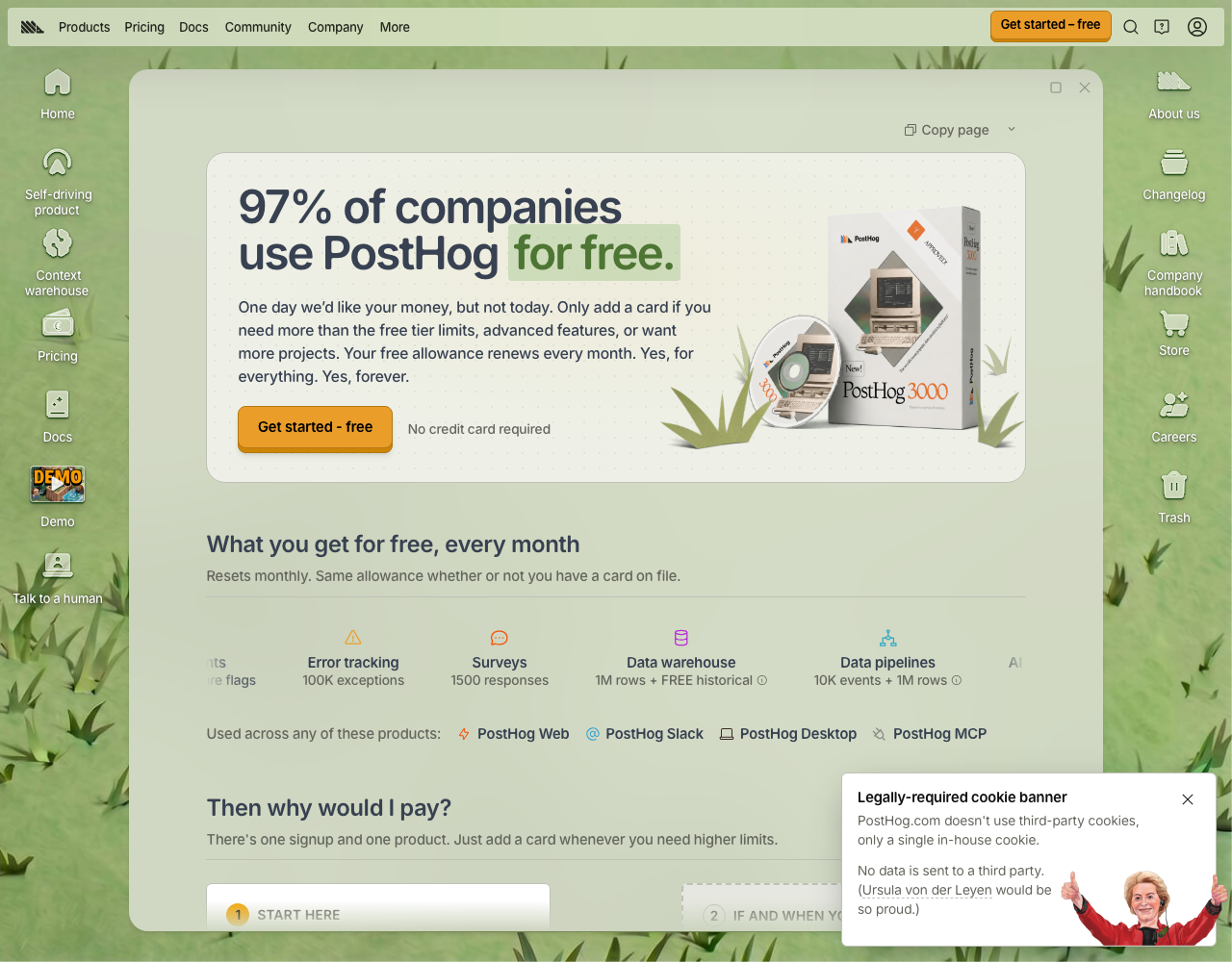 PostHog pricing page, captured for reference