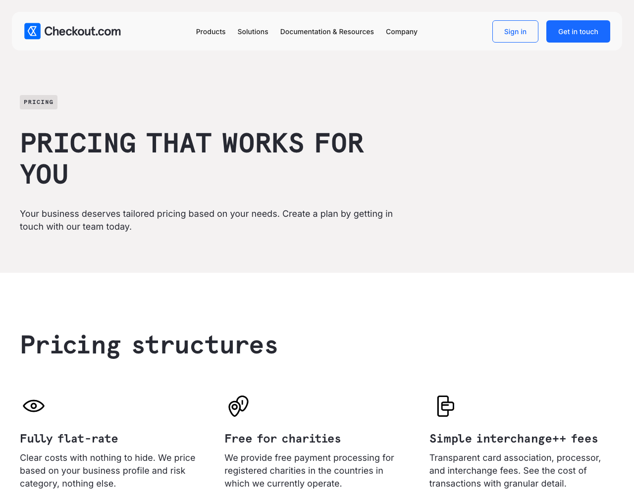 Checkout.com pricing page, captured for reference